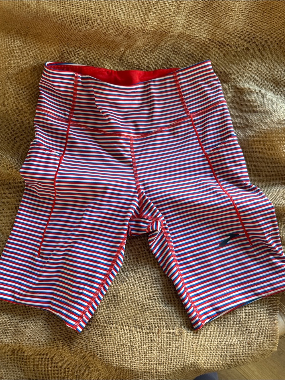 Brooks women’s running shorts Red, White & Blue Striped-Like new!